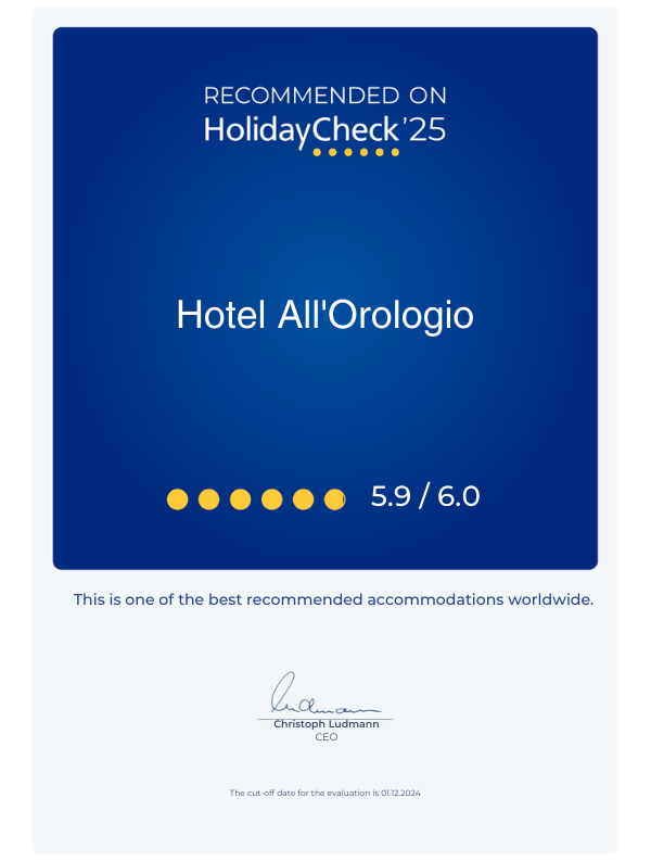 Hotel Caorle All'Orologio Premio HolidayCheck 2025 Hotel All'Orologio Caorle - Eccellenza Hotel 3 Stelle